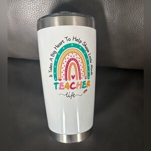 Teacher Life Insulated Tumbler - White with Multicolor Design
